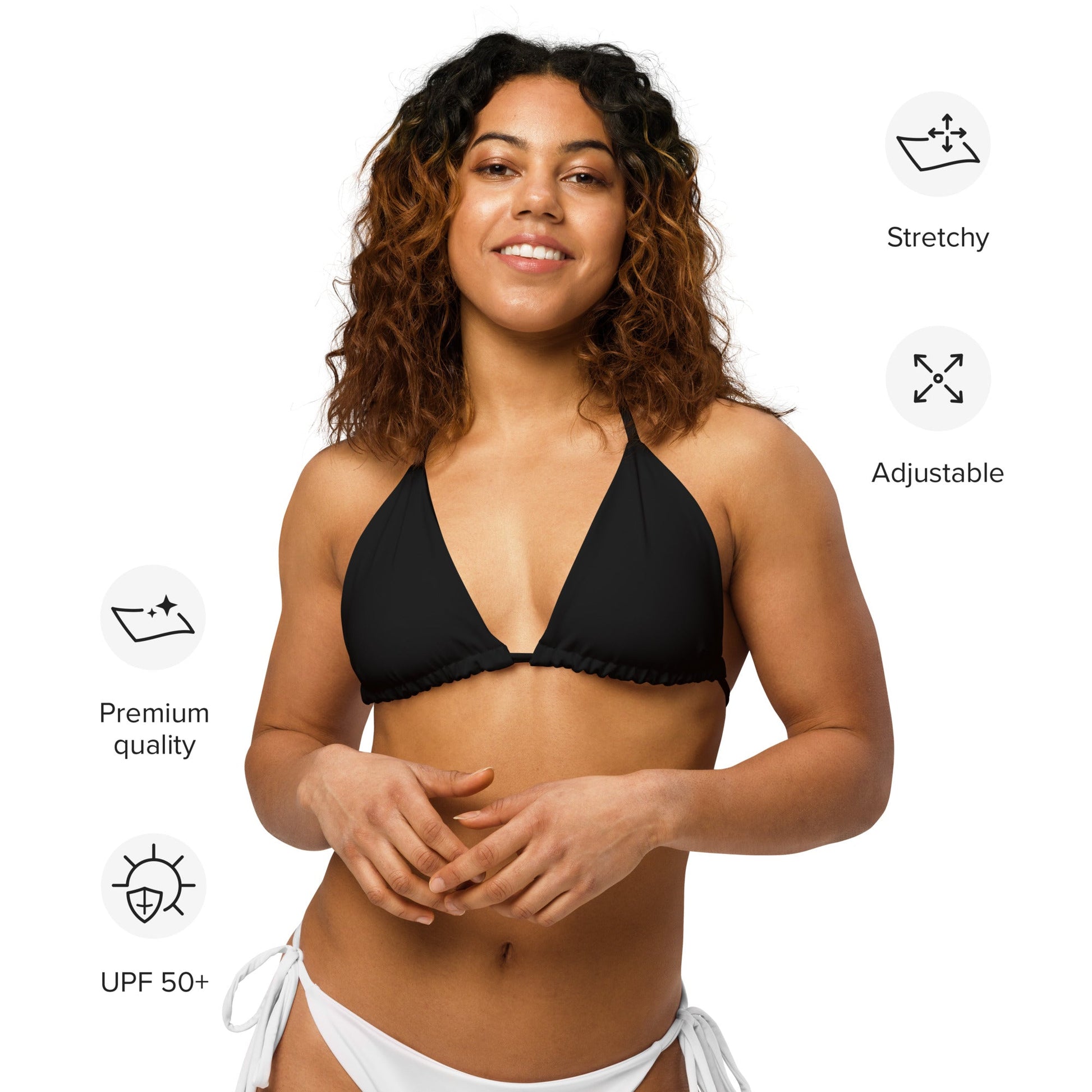 Eco - Lux String Bikini Top in Black - Saltwater Bodega