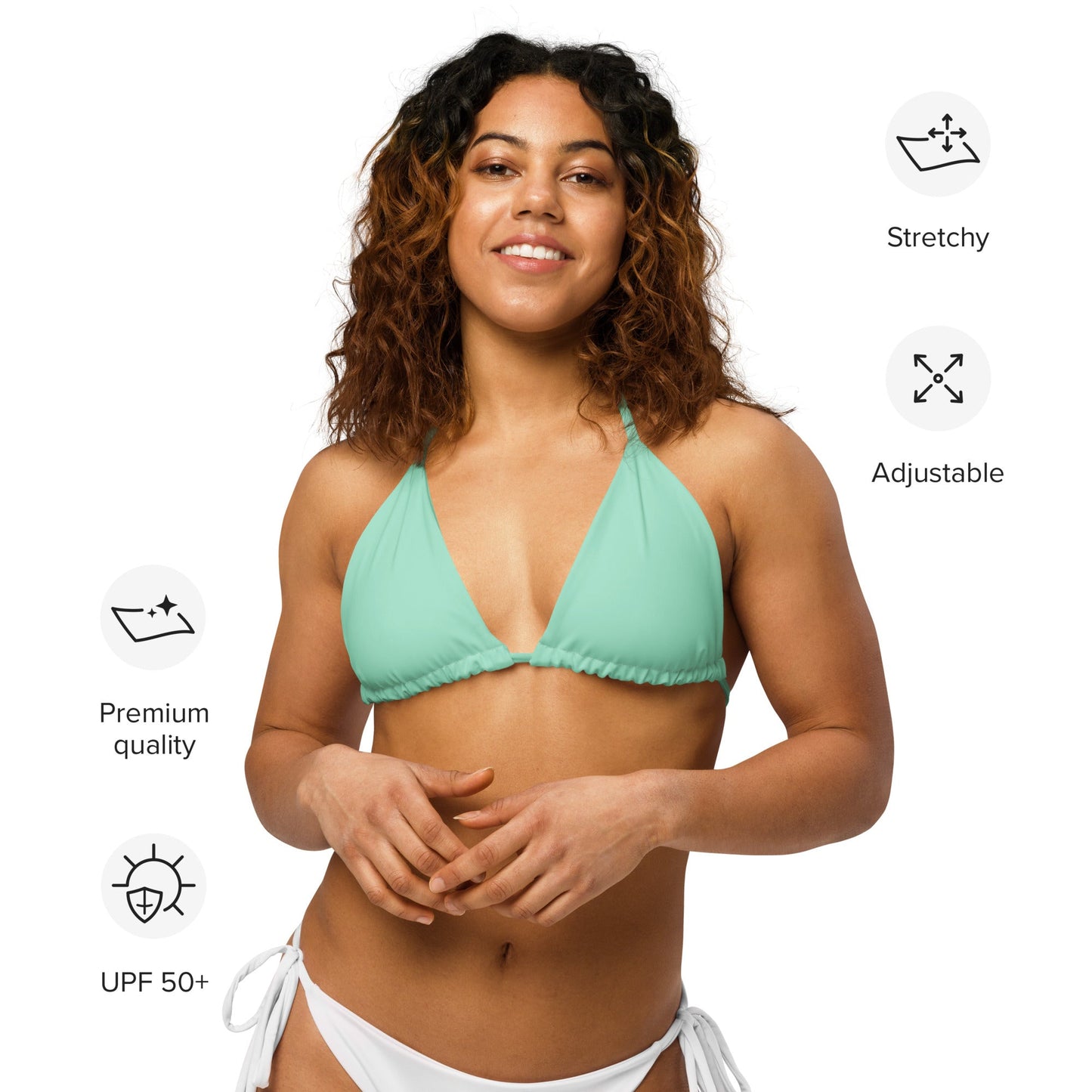 Eco - Lux String Bikini Top in Mint - Saltwater Bodega