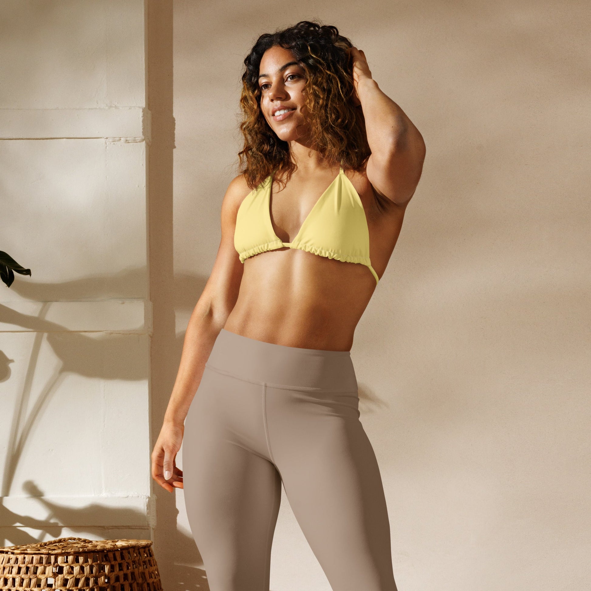 Eco - Lux String Bikini Top in Pastel Yellow - Saltwater Bodega