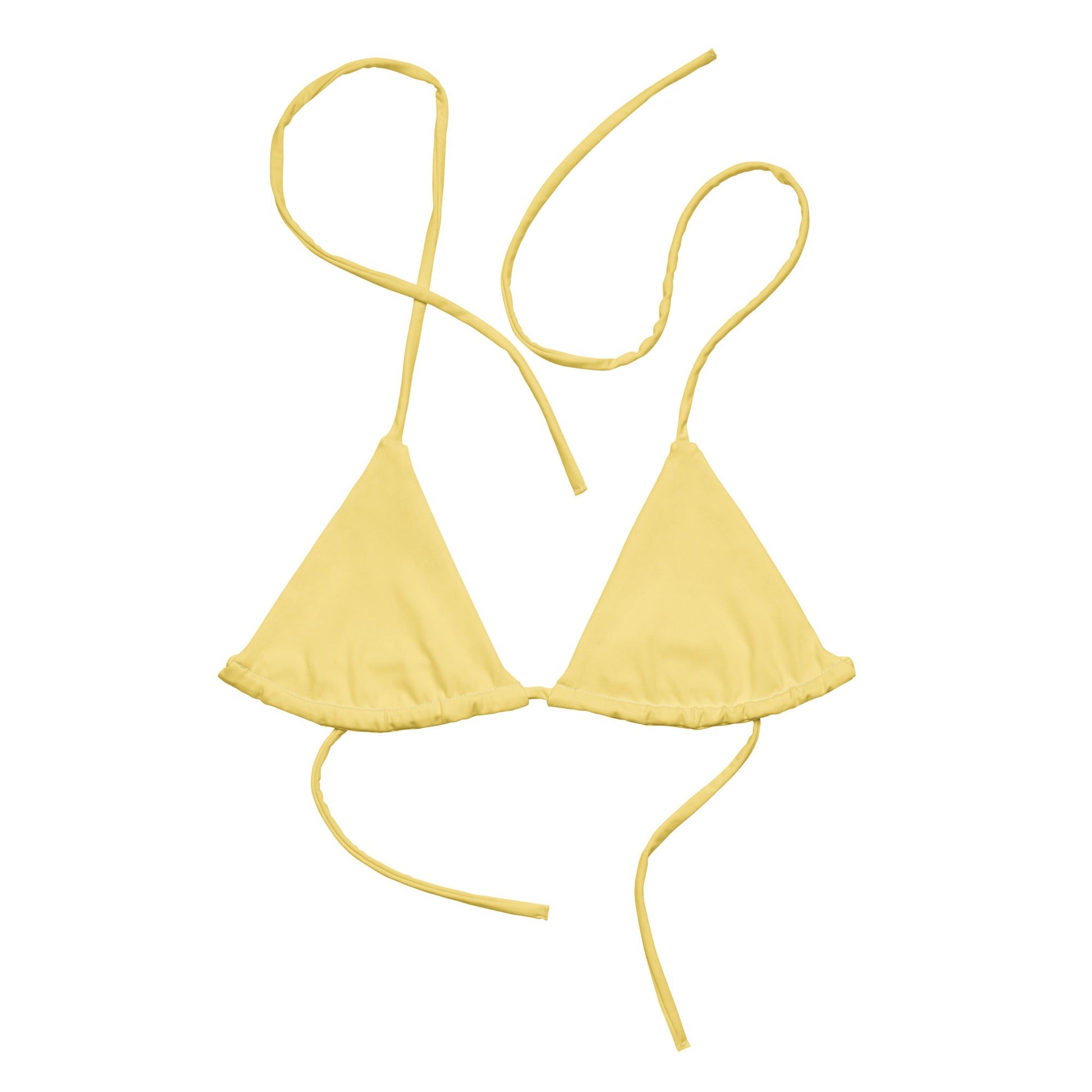 Eco - Lux String Bikini Top in Pastel Yellow - Saltwater Bodega