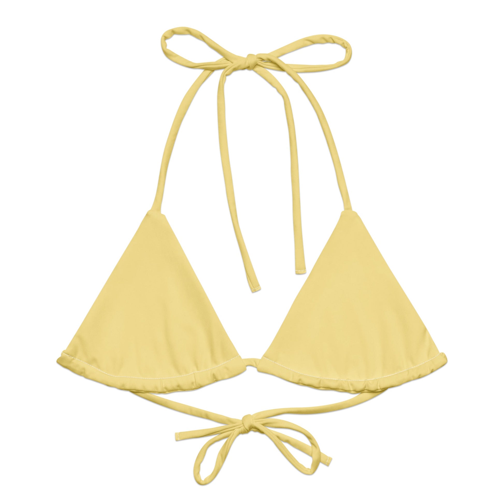 Eco - Lux String Bikini Top in Pastel Yellow - Saltwater Bodega