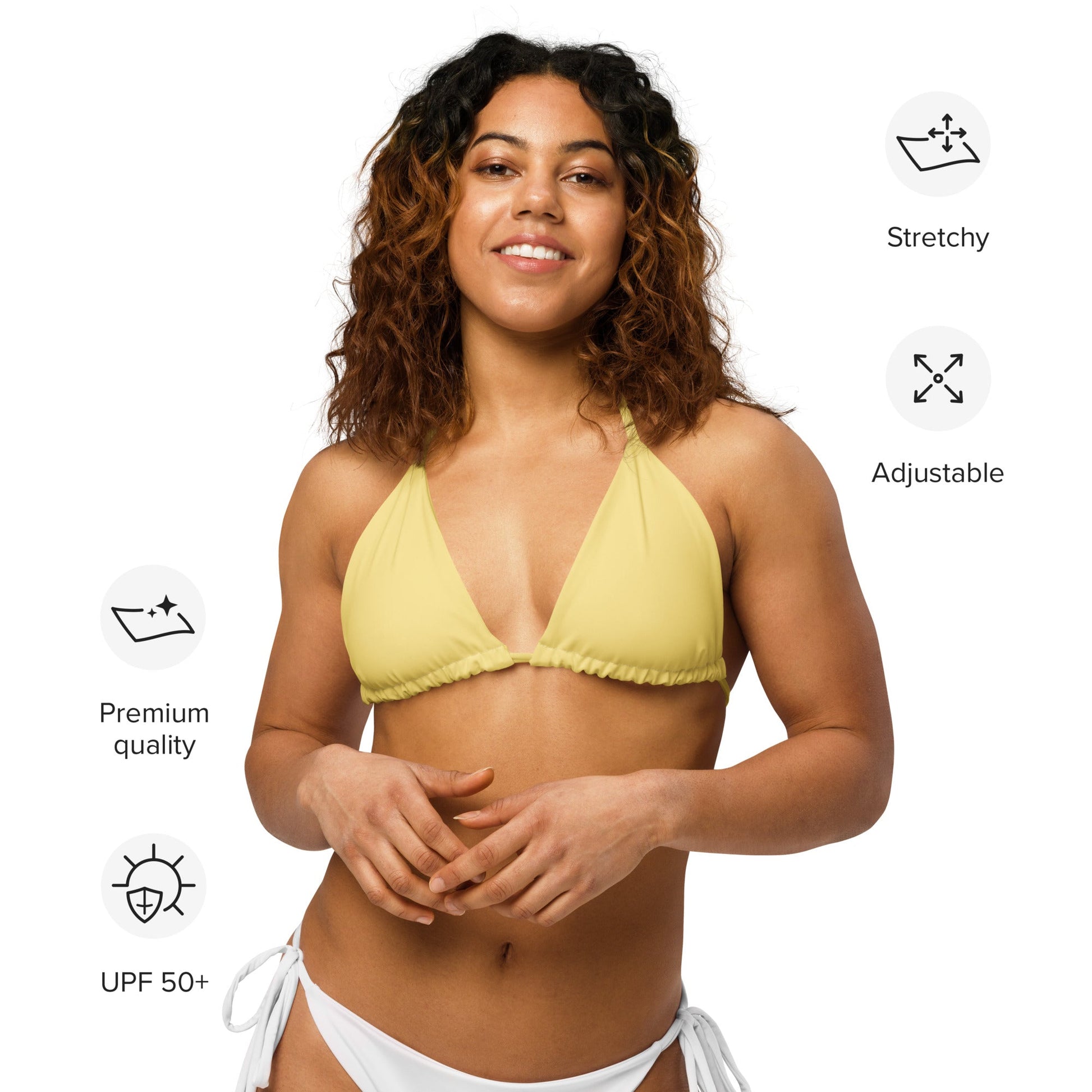 Eco - Lux String Bikini Top in Pastel Yellow - Saltwater Bodega
