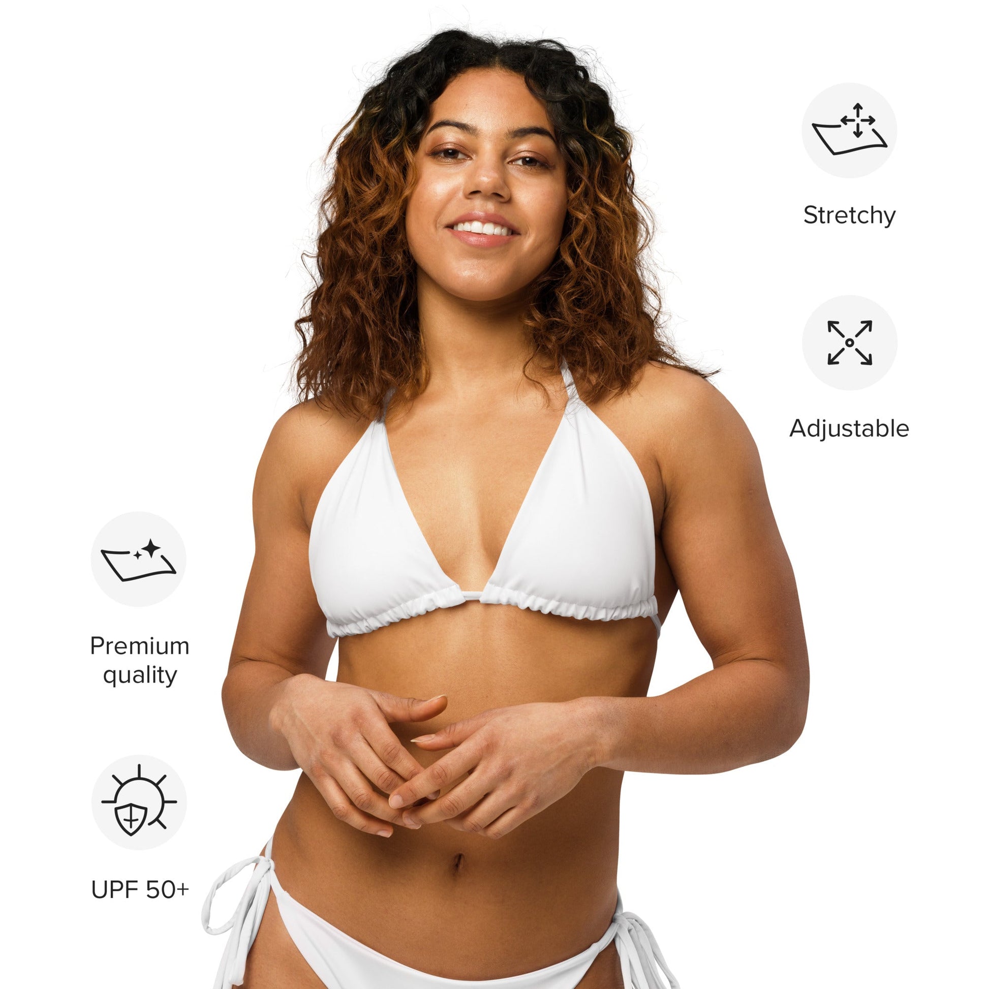 Eco - Lux String Bikini Top in White - Saltwater Bodega