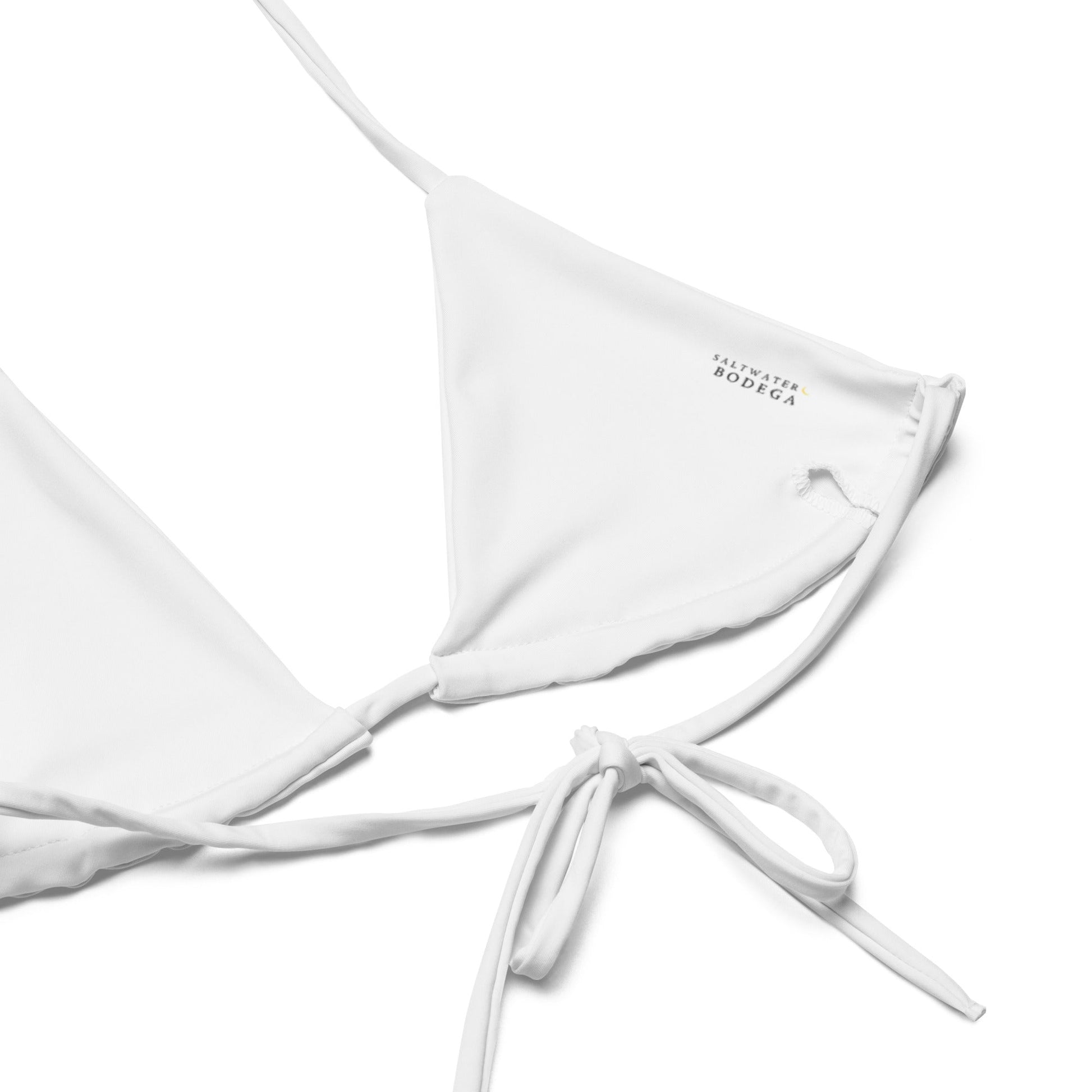 Eco - Lux String Bikini Top in White - Saltwater Bodega