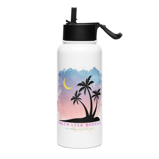 Island of Dreams Stainless Steel Water Bottle with Straw Lid - Saltwater Bodega